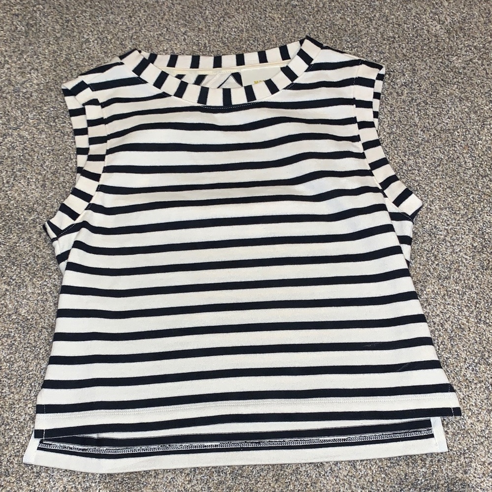 Maeve Black and White Striped Tank Top